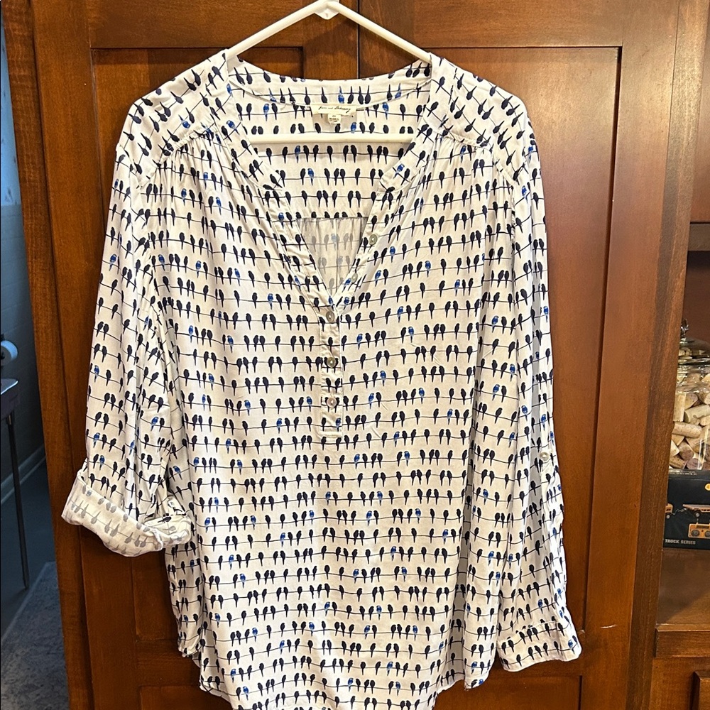 Jane and Delancey Navy and White Blouse